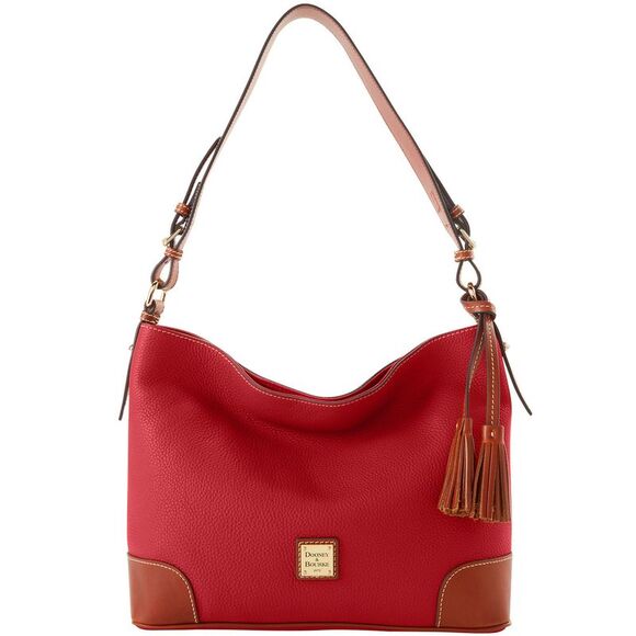 Dooney & Bourke Handbags - Dooney & Bourke Pebble Grain Large Sac Shoulder Bag - Red